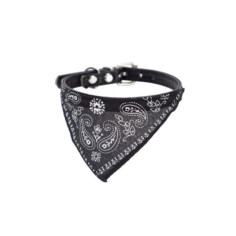 Pet Dog Neck Scarf Puppy Cat Dog Collar Bandana Collar Scarf with Leather Collar Accessories Adjustable Pet Puppy Cat Scarf