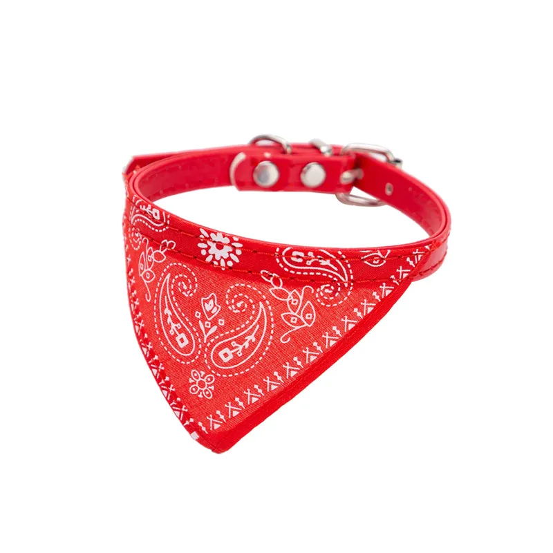 Pet Dog Neck Scarf Puppy Cat Dog Collar Bandana Collar Scarf with Leather Collar Accessories Adjustable Pet Puppy Cat Scarf