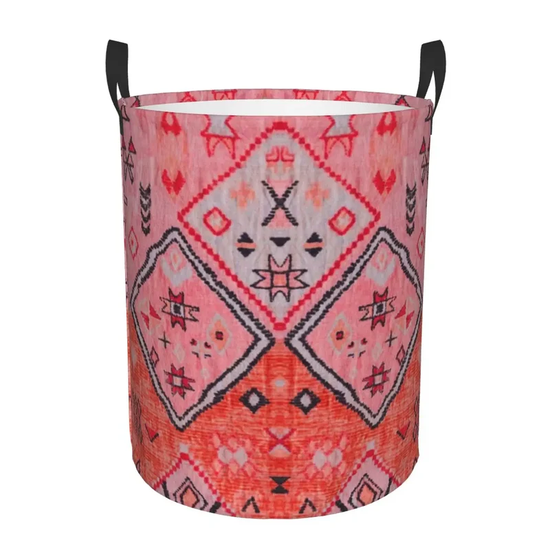 Moroccan Berber Rug Boho Style Laundry Basket Antique Bohemian Geometric Toy Clothes Hamper Storage Bin for Kids Nursery
