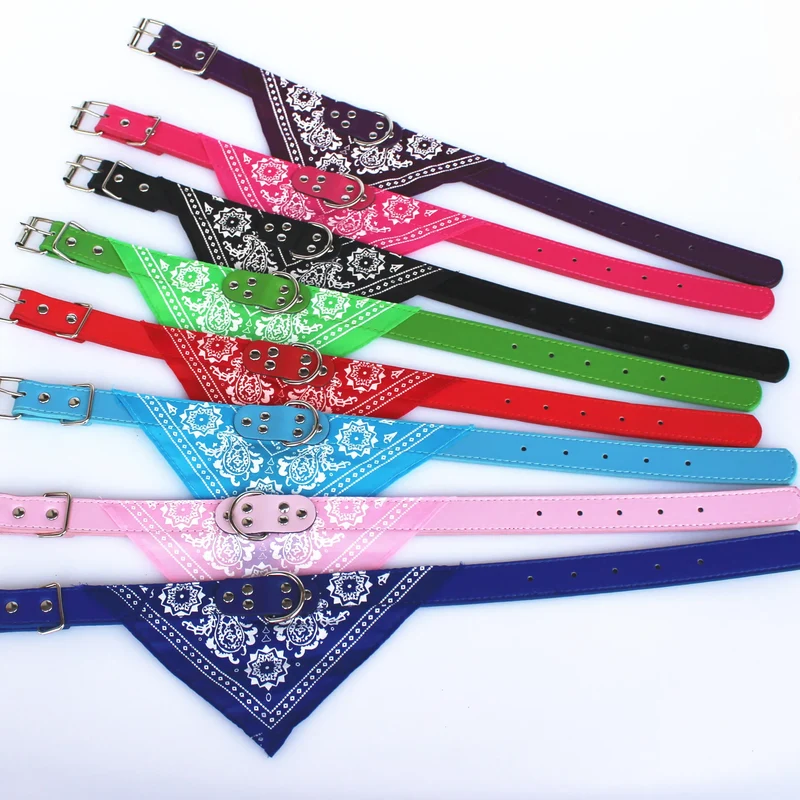 Cute Adjustable Small Dog Collars Puppy Pet Slobber Towel Outdoor Cat Collar Print Scarf Design Dog Collar Neckerchief