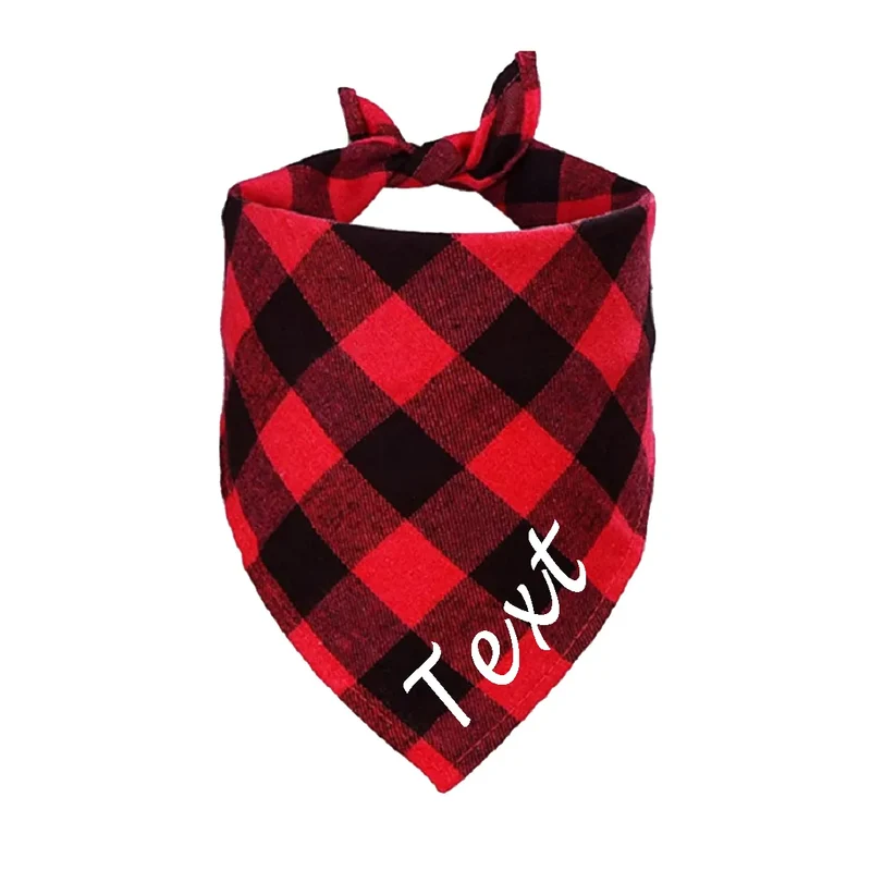 Personalized Name ID Pet Bandanas for Dog Cat Plaid Triangular Bib Scarf Collar Pet Items Puppy Accessories