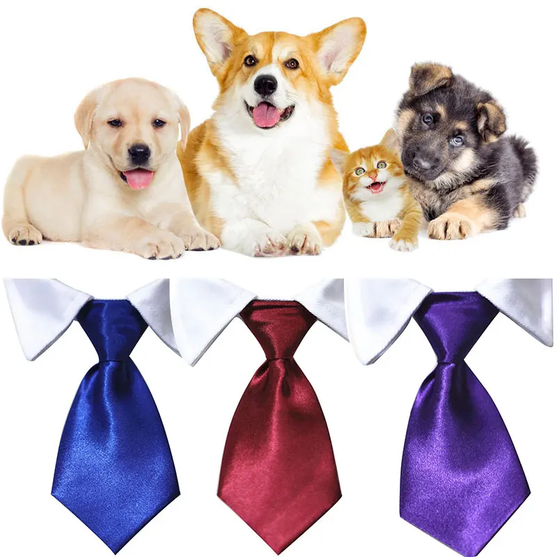 Pet Formal Necktie Pet Tie Dog Cat Fake Collar Tuxedo Bow Tie Cute Adjustable Solid Corbata Perro For Wedding Dog Accessories
