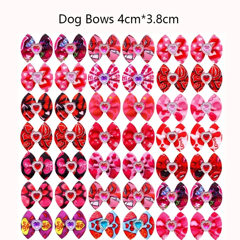 10pcs Valentine's Day Pet Supplies Pet Dog Cat Bowtie Dog Collar Pink Small Dog Hair Accessories Pet Bow Ties For Small Dogs