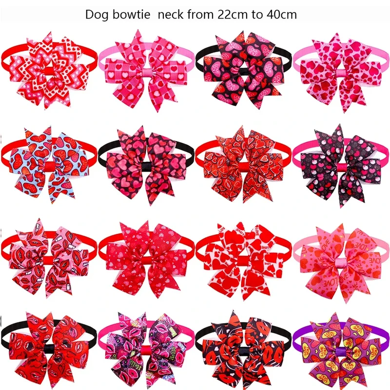 10pcs Valentine's Day Pet Supplies Pet Dog Cat Bowtie Dog Collar Pink Small Dog Hair Accessories Pet Bow Ties For Small Dogs