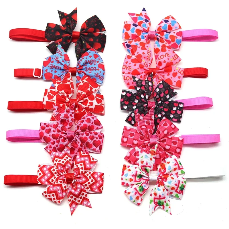 10pcs Valentine's Day Pet Supplies Pet Dog Cat Bowtie Dog Collar Pink Small Dog Hair Accessories Pet Bow Ties For Small Dogs