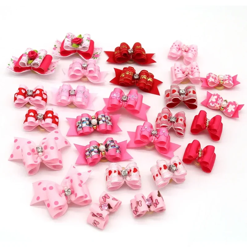 10pcs Valentine's Day Pet Supplies Pet Dog Cat Bowtie Dog Collar Pink Small Dog Hair Accessories Pet Bow Ties For Small Dogs