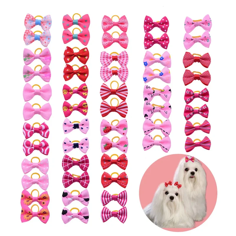 10/20pcs Dog Grooming Hair Bows Dog Bows Mix Colours Small Dog Accessories Dog Hair Rubber Bands Pet Headwear Pet Supplier
