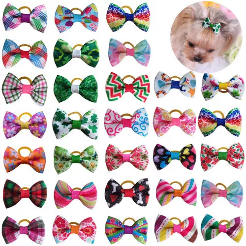 10/20pcs Dog Grooming Hair Bows Dog Bows Mix Colours Small Dog Accessories Dog Hair Rubber Bands Pet Headwear Pet Supplier