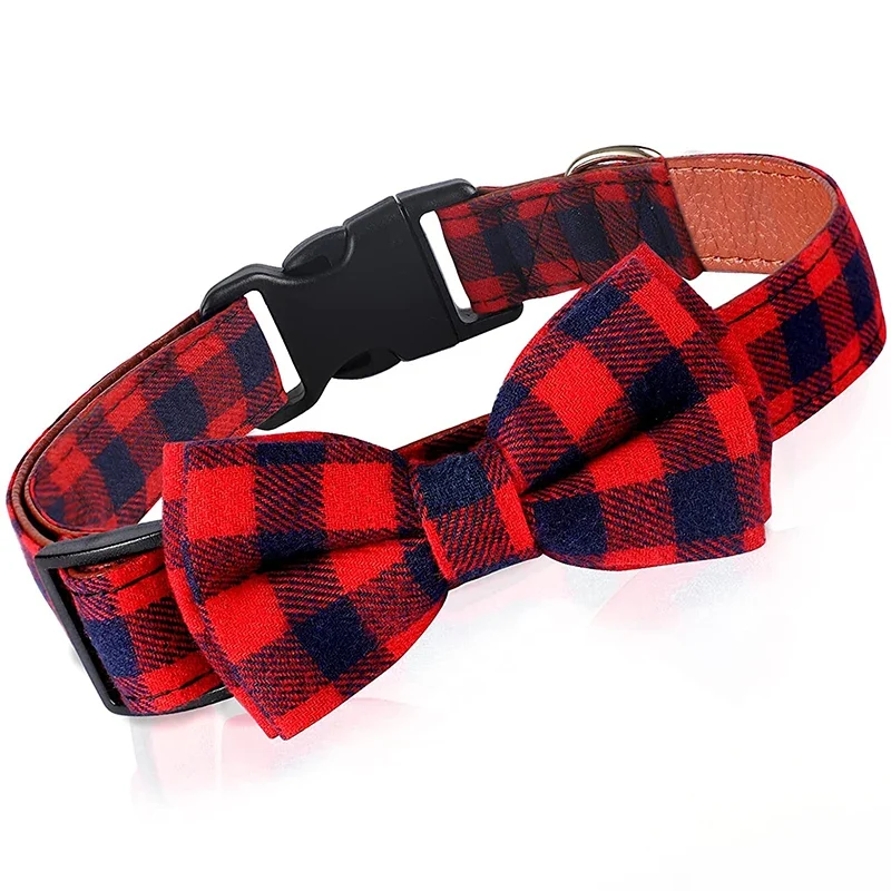 Dog Bow Tie Plaid Dog Collar Cat Bowtie Adjustable Soft Pet Bowknot Necklace for Small Medium Dogs Puppy Cat Best Gift Chihuahua