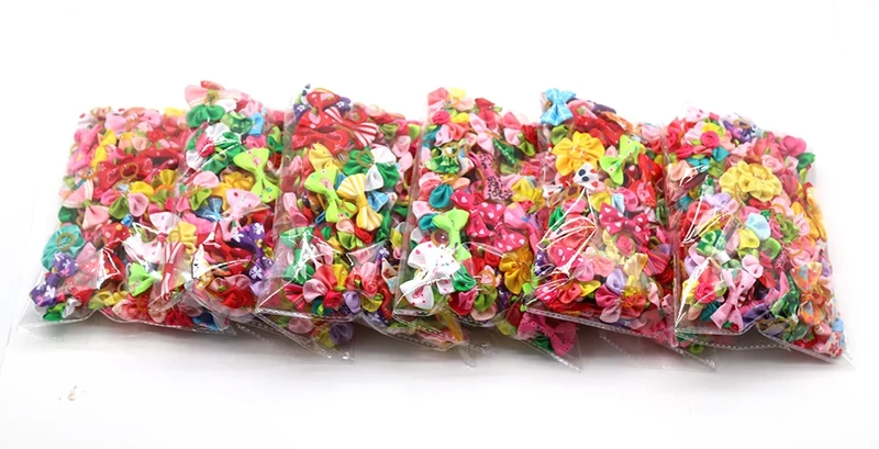 New 100pcs Dog Grooming Bows Pet Dog Cat Hair Bows Rubber Bands Pet Supplies Hair Accessories products for small dogs