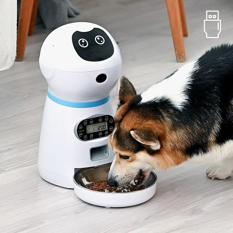 1PC UK Plug/USB Automatic Pet Feeding Intelligent Remote Control Cat And Dog Feeding Machine Timing Quantitative Food Machine