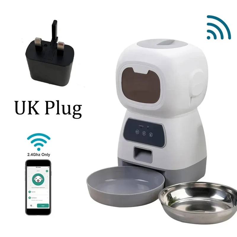 1PC UK Plug/USB Automatic Pet Feeding Intelligent Remote Control Cat And Dog Feeding Machine Timing Quantitative Food Machine