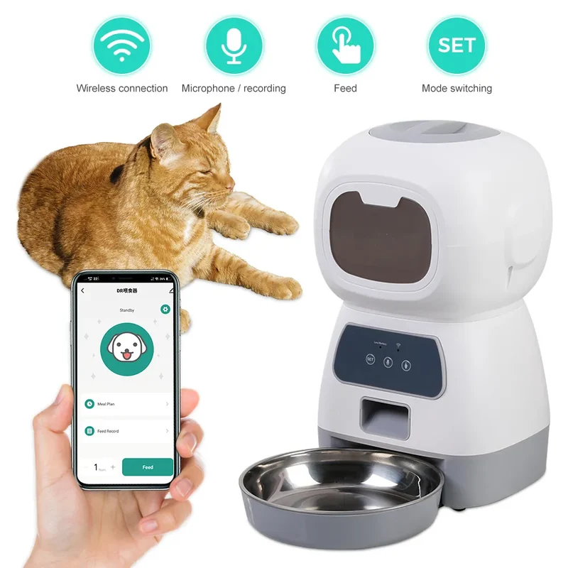 3.5L Automatic Pet Feeder Smart Food Dispenser For Cats Dogs Timer Stainless Steel Bowl Auto Dog Cat Pet Feeding Pet Supplies