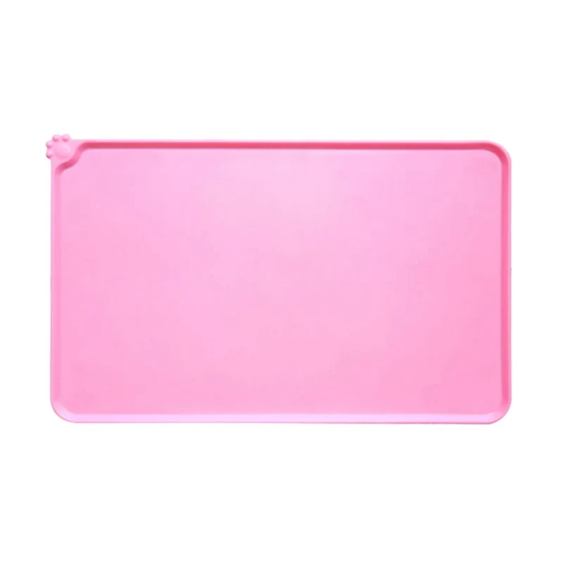 Pet Cat Bowl Food Mat with High Lips Silicone Non-Stick Waterproof Dog Food Feeding Pad Puppy Feeder Tray Water Cushion Placemat