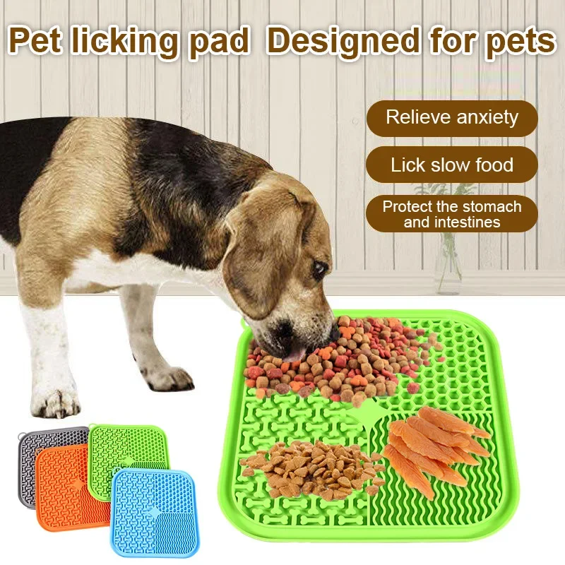 Cat Dog Slow Food Mat Pet Lick Silicone Mat Dog Feeder Supplies Suction Cup Slow Food Mat Dog Bathing Distraction