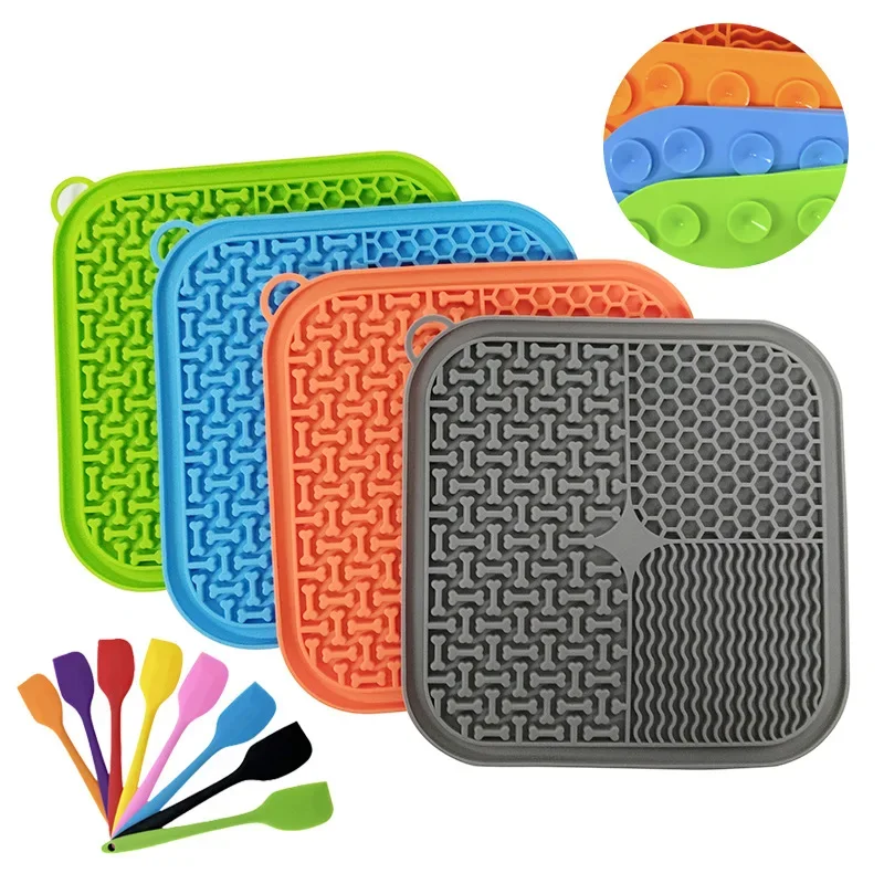 Cat Dog Slow Food Mat Pet Lick Silicone Mat Dog Feeder Supplies Suction Cup Slow Food Mat Dog Bathing Distraction