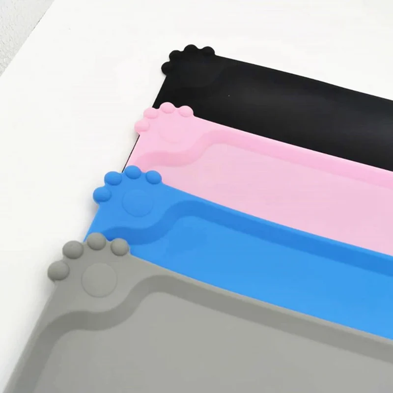 Silicone Pet Food Mat with High Lips Non-Stick Waterproof Dog Cat Food Feeding Pad Puppy Feeder Bowl Placemat Tray Placemat