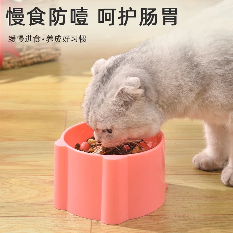 Pet High Foot Anti Choking Bowl Cat Basin Neck Protection Cat Food Bowl Rice Bow Slow Food Anti Choking Pet Bowl