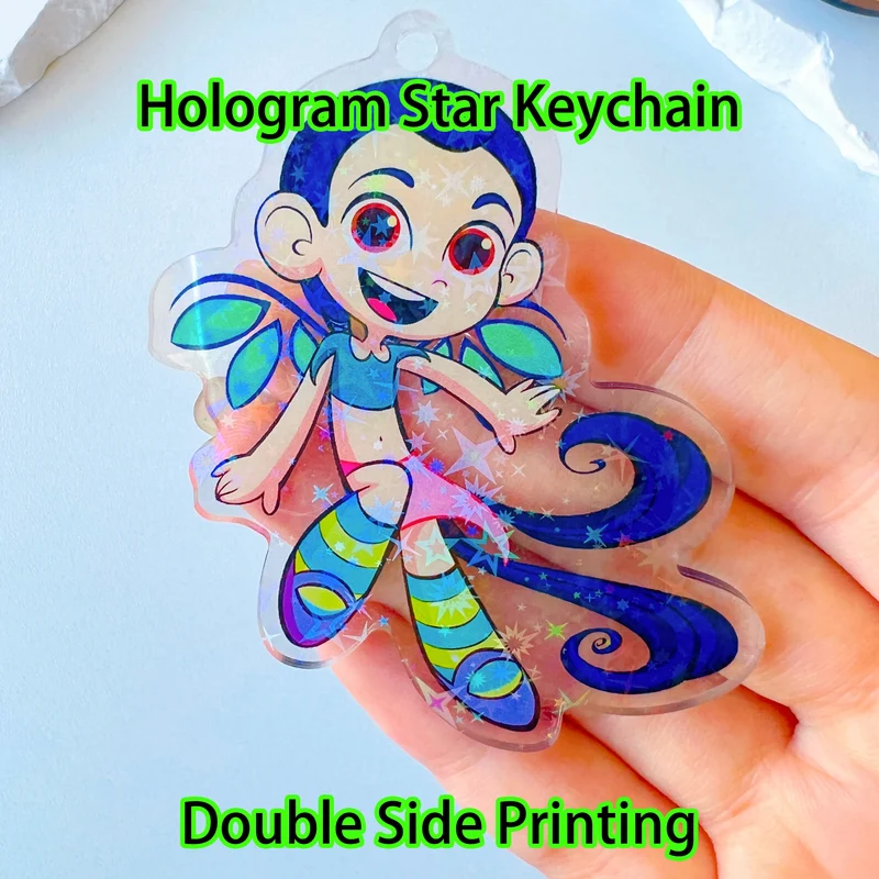 Custom Logo Acrylic Keychain Cat Dog ID Charm Print Holographic Personal Photo Pet Souvenir Birthday Gift Tag Name Key Chain