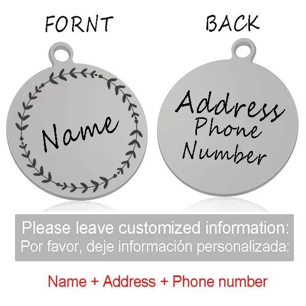 Custom Personalized Cat Dog ID Circle Tag Collar Pendant Engraved Pet Necklace Chain Charm Supplies For Tag Name Products