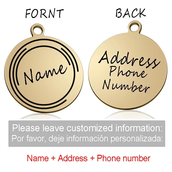Custom Personalized Cat Dog ID Circle Tag Collar Pendant Engraved Pet Necklace Chain Charm Supplies For Tag Name Products