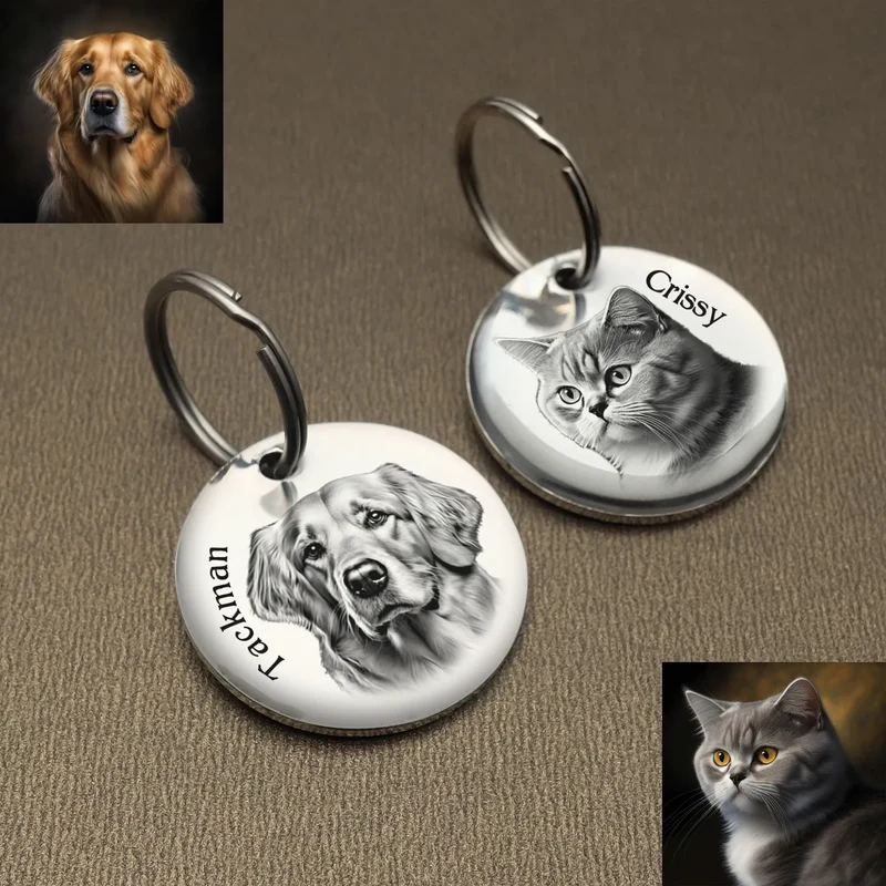 Personalized Dog Tag Custom Pet ID Tag with Photo Stainless Steel Pet Tag for Dogs and Cat,Custom Dog Tags,pet keychain memorial