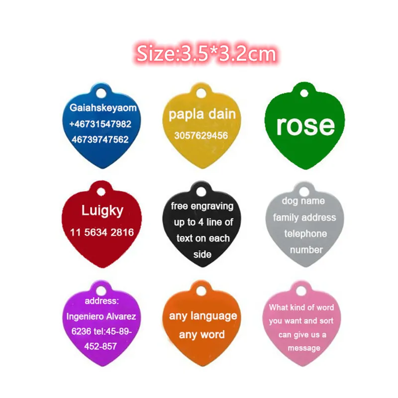 1pcs Free Laser Engraving Personalized Custom Pet Dog ID Tag Cat Puppy Name Pendant Tags Pets Tag Collar Anti-lost Nameplate