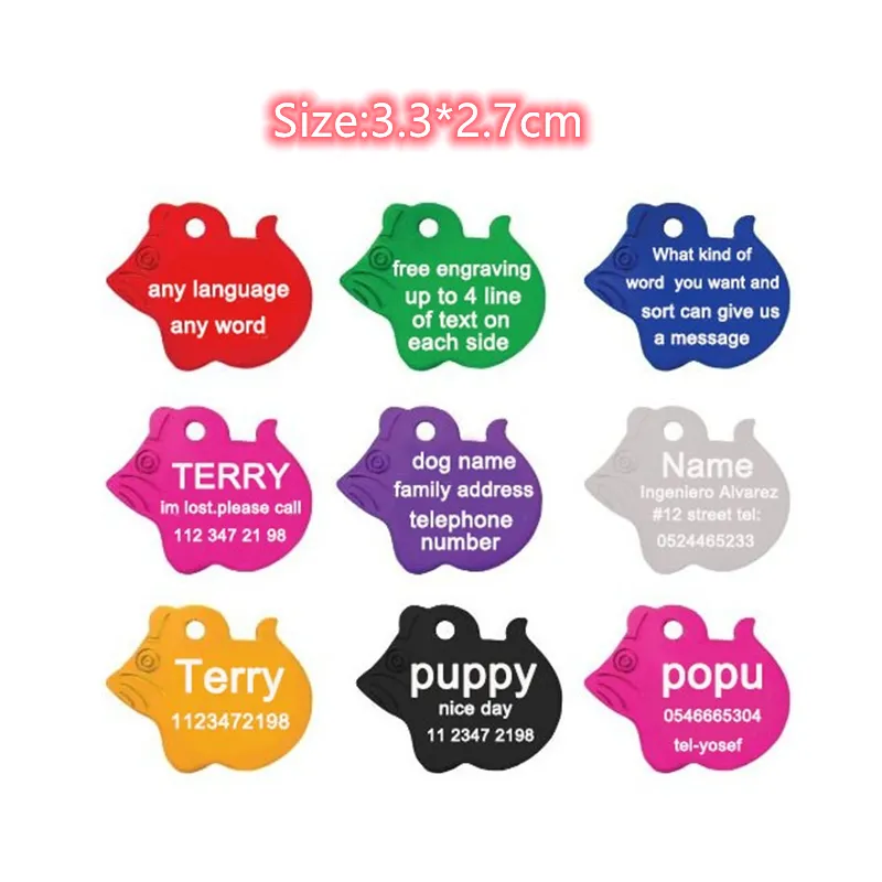 1pcs Free Laser Engraving Personalized Custom Pet Dog ID Tag Cat Puppy Name Pendant Tags Pets Tag Collar Anti-lost Nameplate
