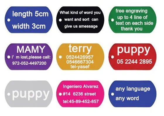 1pcs Free Laser Engraving Personalized Custom Pet Dog ID Tag Cat Puppy Name Pendant Tags Pets Tag Collar Anti-lost Nameplate