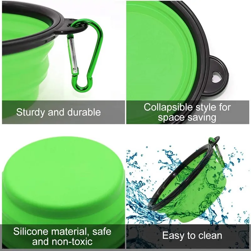 Pet Folding Silicone Bowl Collapsible Dog Food Bowl Water Large Outdoor Pet Travel Bowl Portable Puppy Food Container Feeder