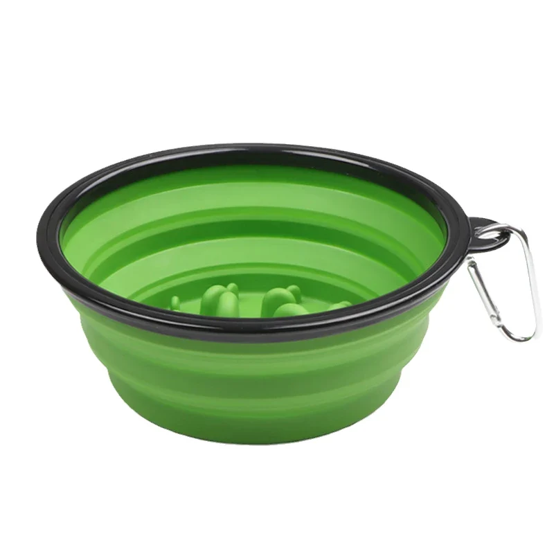 Slow Food Bowl Small Big Dog 1L Outdoor Travel Bowl for Dogs Flodable with Buckle Pet Feeder Puppy Dog Cat Bowls Pets Products