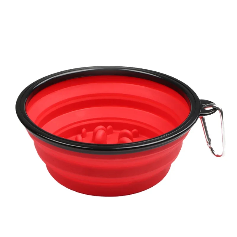 Slow Food Bowl Small Big Dog 1L Outdoor Travel Bowl for Dogs Flodable with Buckle Pet Feeder Puppy Dog Cat Bowls Pets Products