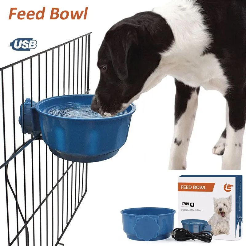 Dog Cage Bowl Heated Winter Safe Thermal Pet Hanging Bowl for Small Medium Large Dogs Feeder Water Food Cat Bowl Pet Supplies