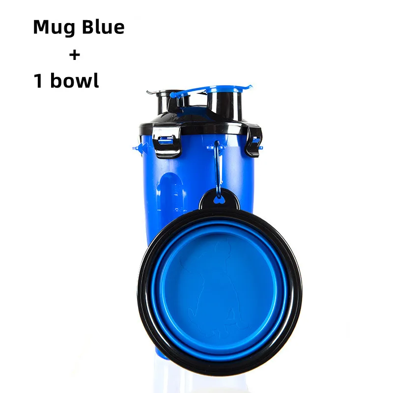 Dog Travel Water Bottle Collapsible Bowls 2 in 1 Pet Food Container with Collapse Bowls Outdoor Portable Water Bowls for Pet Cat