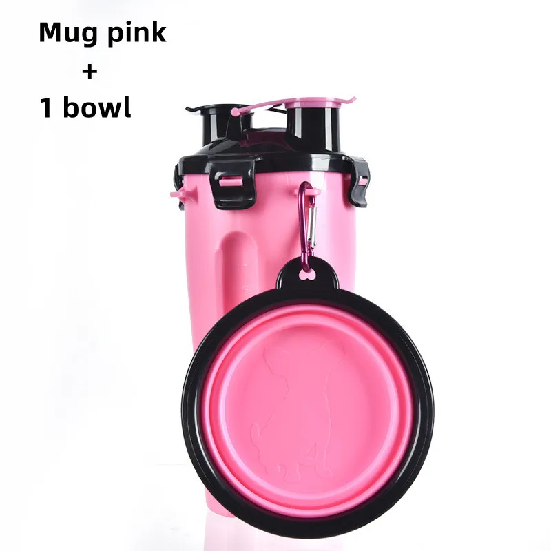 Dog Travel Water Bottle Collapsible Bowls 2 in 1 Pet Food Container with Collapse Bowls Outdoor Portable Water Bowls for Pet Cat