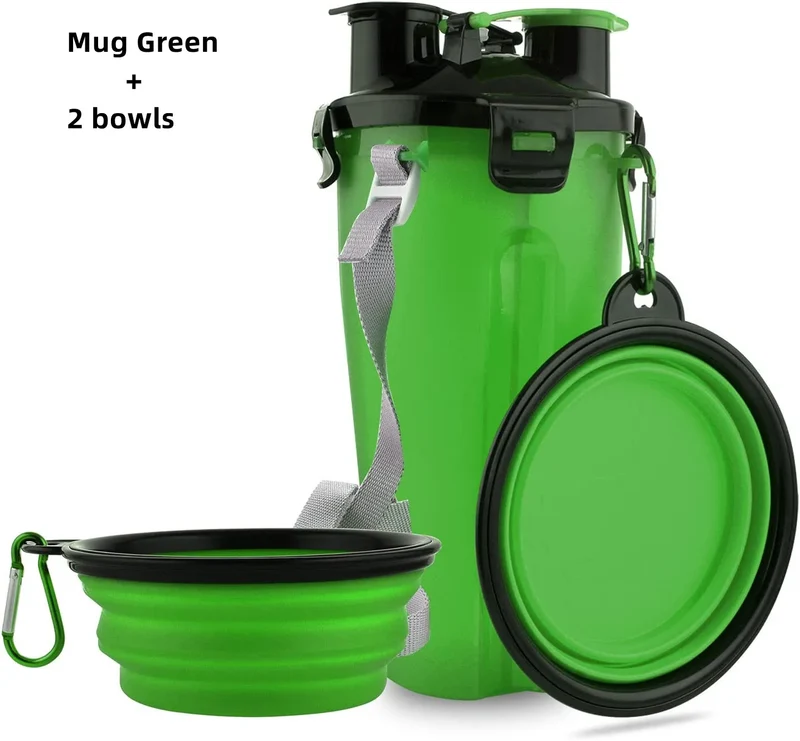 Dog Travel Water Bottle Collapsible Bowls 2 in 1 Pet Food Container with Collapse Bowls Outdoor Portable Water Bowls for Pet Cat