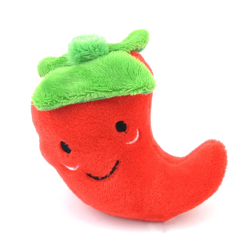 1PC Puppy Squeaky Plush Dog Chew Toys Small Dogs Plush Toy Vegetable Fruit Bone Soft Training Toy Pet Supplies