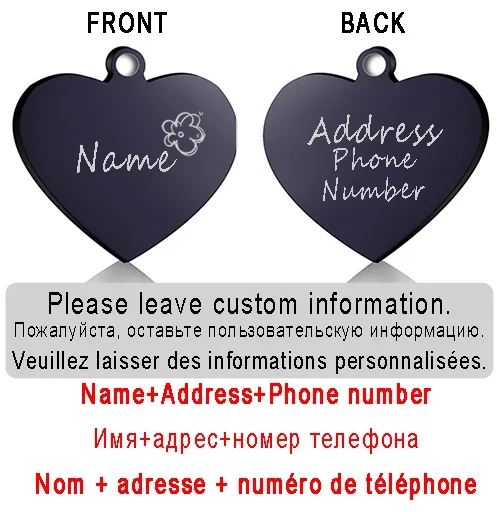 Dog ID Heart Tag Custom Personalized Cat Collar Pendant Engraved Pet Necklace Chain Charm Supplies For Name Products