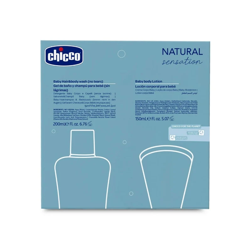 Chicco Natural Sensation Set Detergente Corpo&Capelli 200ml + Crema Corpo 150ml
