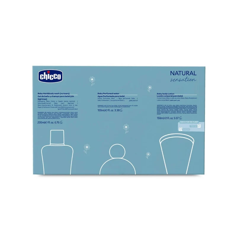 Chicco Natural Sensation Set Detergente Corpo&Capelli 200ml + Crema Corpo 150ml + Acqua Profumata 100ml