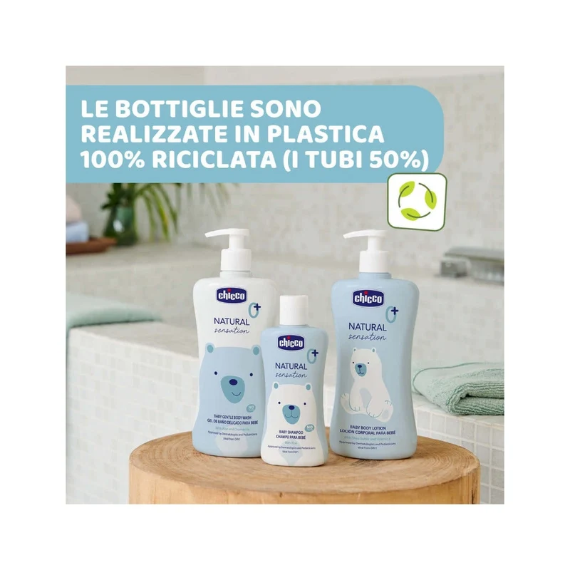 Chicco Natural Sensation Set Detergente Corpo&Capelli 200ml + Crema Corpo 150ml + Acqua Profumata 100ml