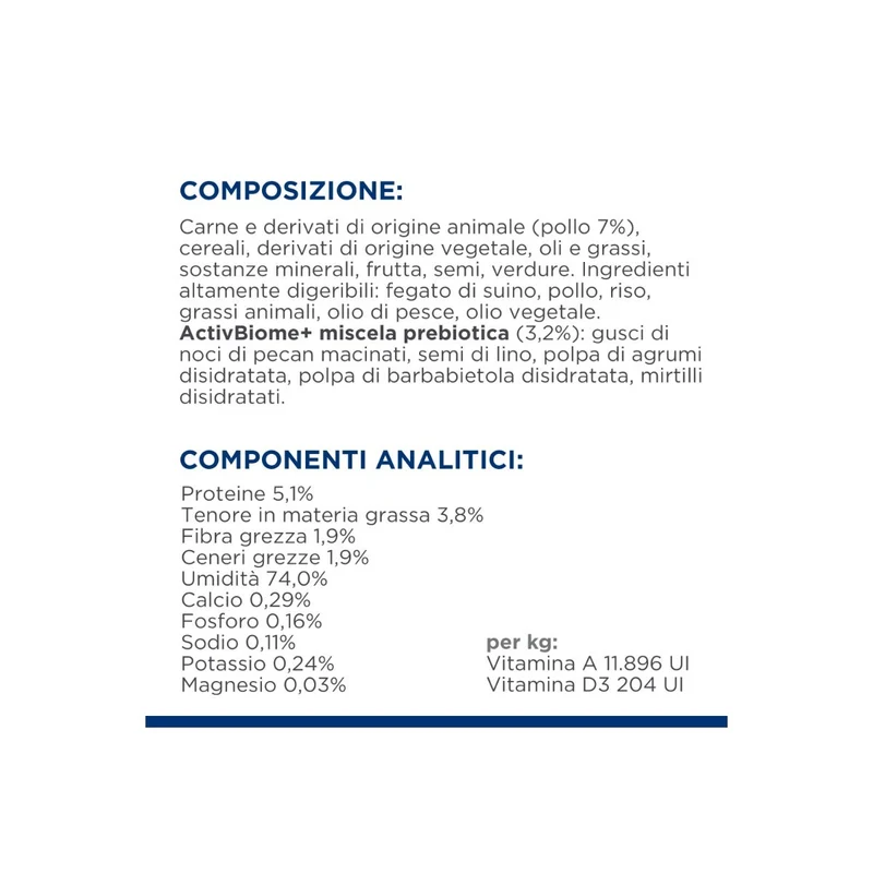 Hill's Prescription Diet Gastrointestinal Biome Digestive Care Paté Con Pollo Per Cani Lattina 370g