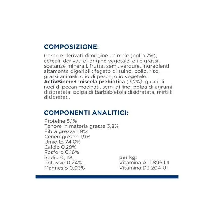 Hill's Prescription Diet Gastrointestinal Biome Digestive Care Paté Con Pollo Per Cani Lattina 370g