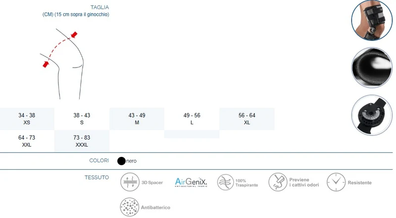 Pavis Tutore Per Instabilità LCA-LCP e LCM-LCL Colore Nero Cod. 053
