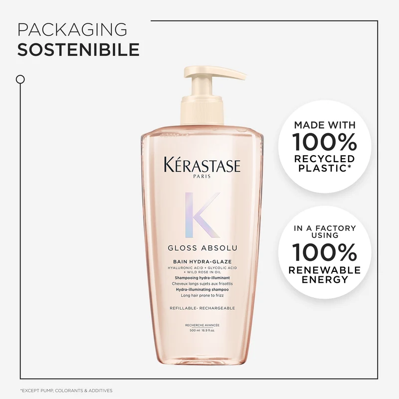 Kérastase Gloss Absolu Bain Ricaricabile Hydra-glaze per capelli tendenti al crespo 500ml