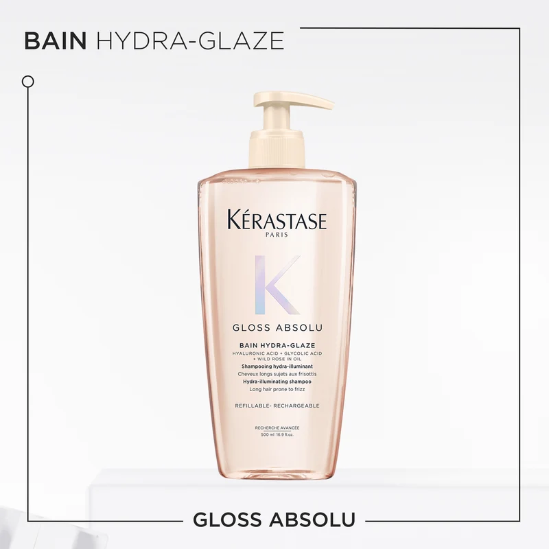 Kérastase Gloss Absolu Bain Ricaricabile Hydra-glaze per capelli tendenti al crespo 500ml