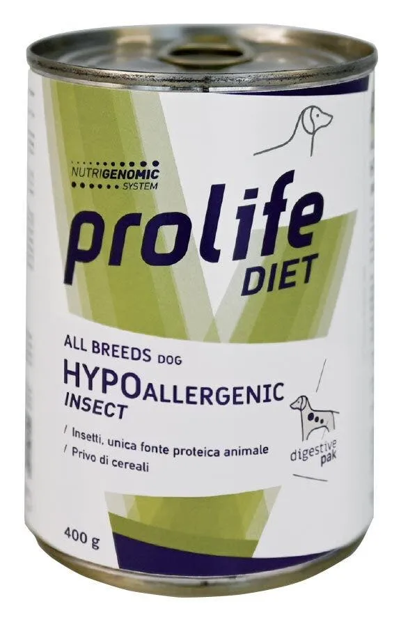 Prolife Dog Diet Wet Hypoallergenic Insect Cibo Umido Per Cani All Breeds Lattina 400g