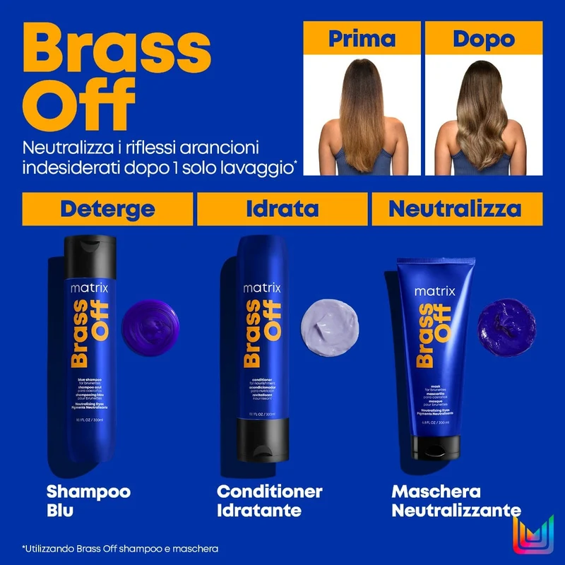 Matrix Total Results Brass Off Maschera Neutralizzante - Anti Arancio per capelli castani - 200ml