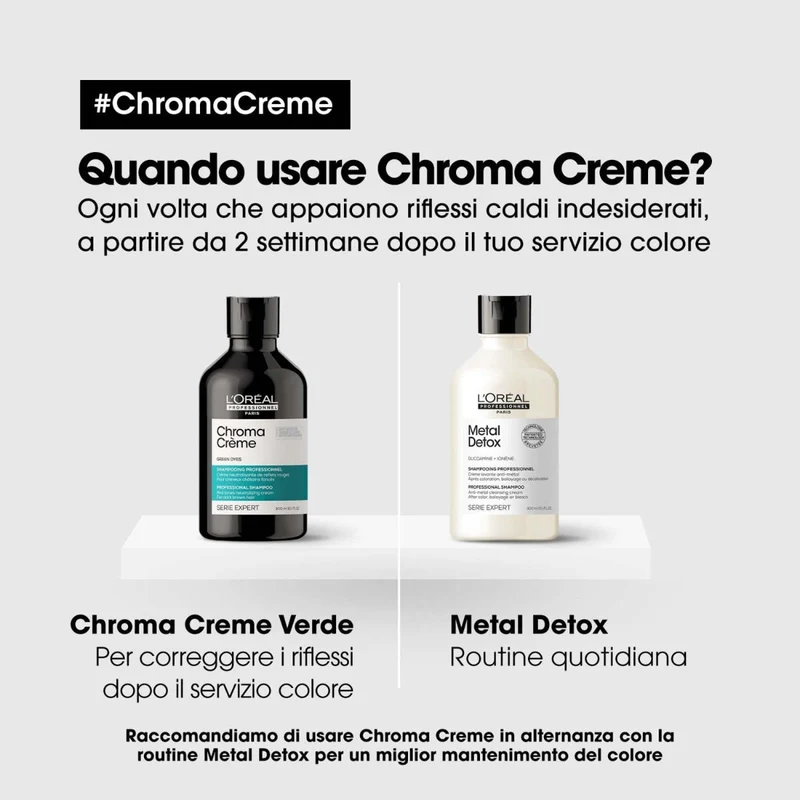 Chroma Creme - Shampoo Verde per capelli da marrone scuro a nero 300ml