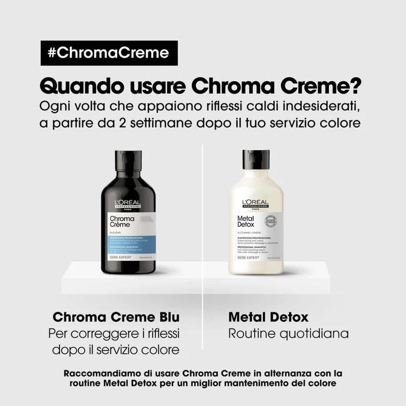 Chroma Creme - Shampoo Blu per capelli castano da chiaro a medio 300ml